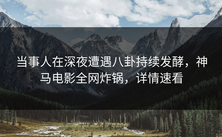 当事人在深夜遭遇八卦持续发酵，神马电影全网炸锅，详情速看