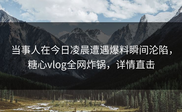 当事人在今日凌晨遭遇爆料瞬间沦陷，糖心vlog全网炸锅，详情直击